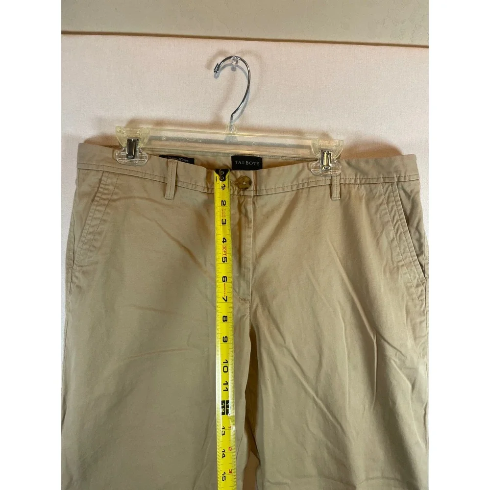 Talbots Womens 12 Relaxed Chino Pants Khaki‎ Tan Straight Leg Mid Rise Cotton